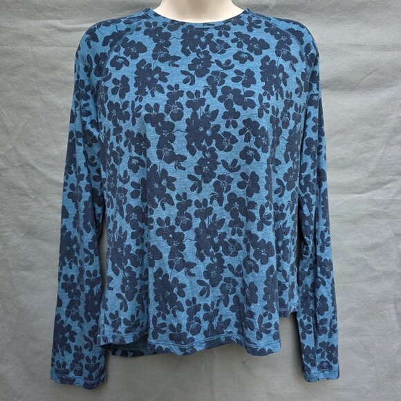 ORVIS Sz M DriCast Long-Sleeve UPF 50+ Blue Lagoon Shadow Floral Shirt Top - Picture 1 of 6